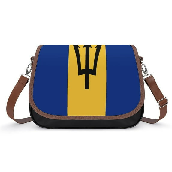 Barbados National Flag Vintage Crossbody Bag for Women Medium Leather Hobo Bags Shoulder Bag Classic City Leather Satchels