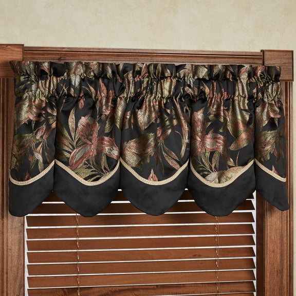 Barbados Scalloped Valance Black Valance Scalloped 72 x 20