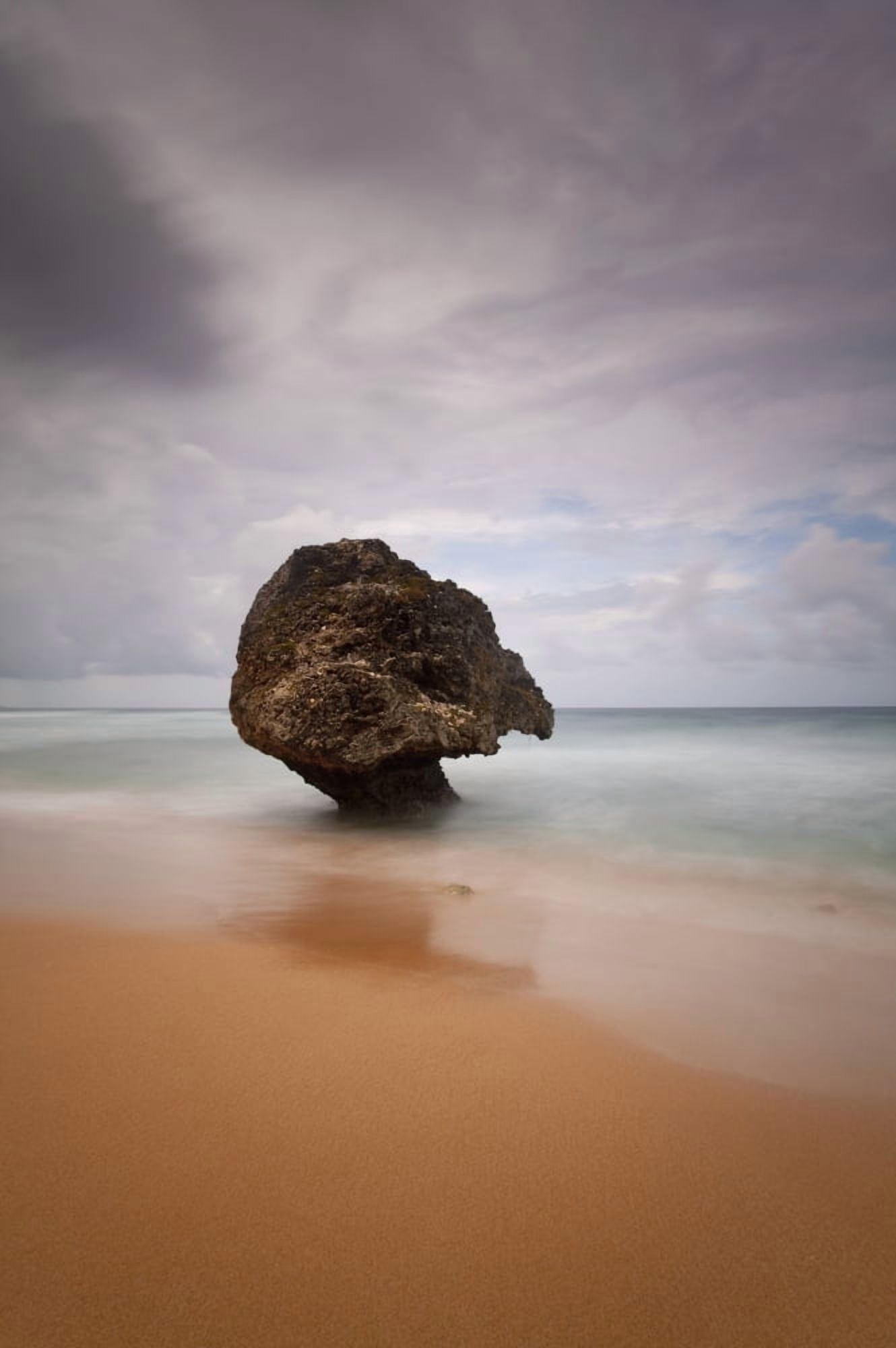 Barbados Strange shaped rock in shallow waters Bathsheba Canvas Art - Ian Cumming Design Pics (12 x 19)