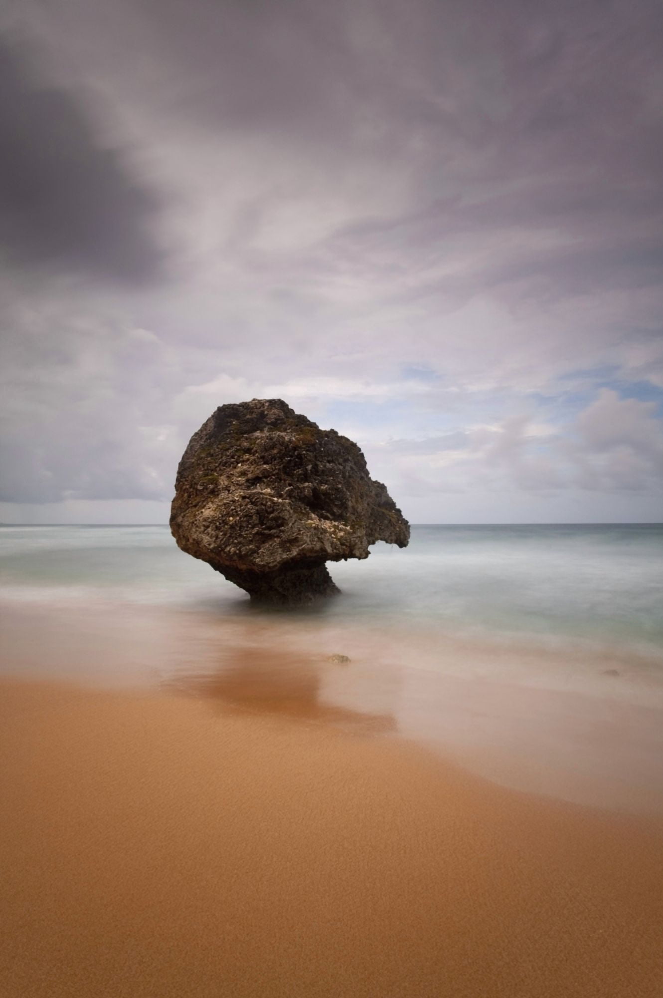 Barbados Strange shaped rock in shallow waters Bathsheba Canvas Art - Ian Cumming Design Pics (24 x 38)