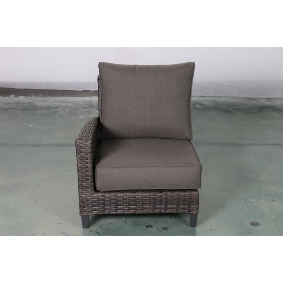 Barbados Two-Tone Dark Gray/Light Gray Wicker Left Arm in Charcoal Cushion