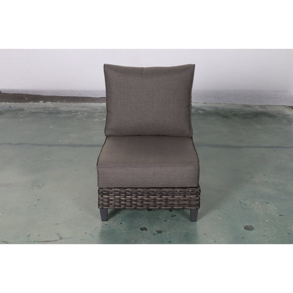 Barbados Two-Tone Dark Gray/Light Gray Wicker Middle in Charcoal Cushion