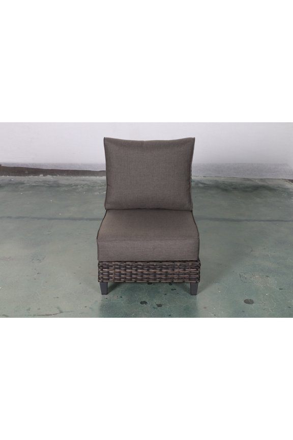 Barbados Two-Tone Dark Gray/Light Gray Wicker Middle in Charcoal Cushion