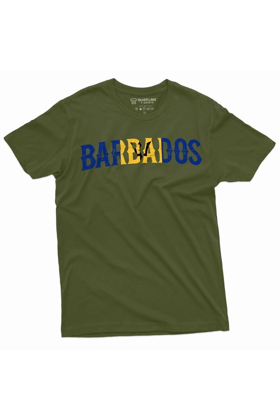 Barbados Unisex Shirt Barbados Patriotic Gift Tee Mens Womens Barbados Shirt Barbadian Gifts (X-Large Military Green)