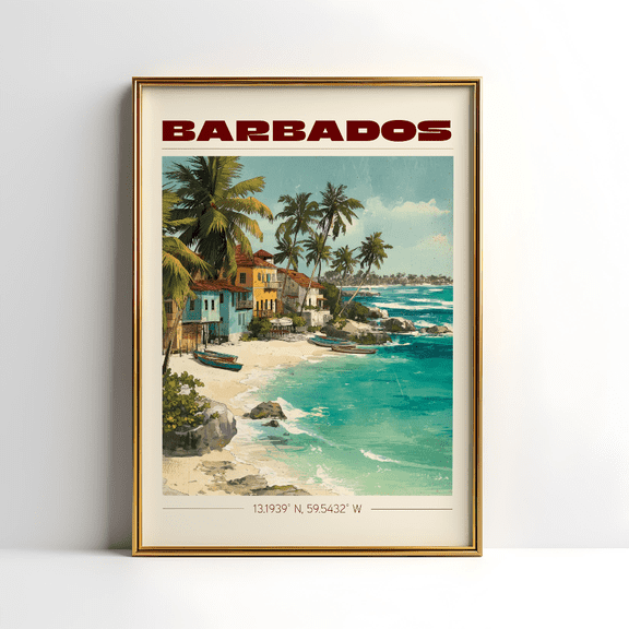 Barbados Vintage Travel Poster, Caribbean Home Decor, Poster Only, Poster Home Decor, Poster Only