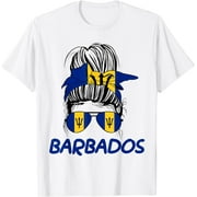 Barbados girl Messy bun, Barbados flag Barbadian women T-Shirt