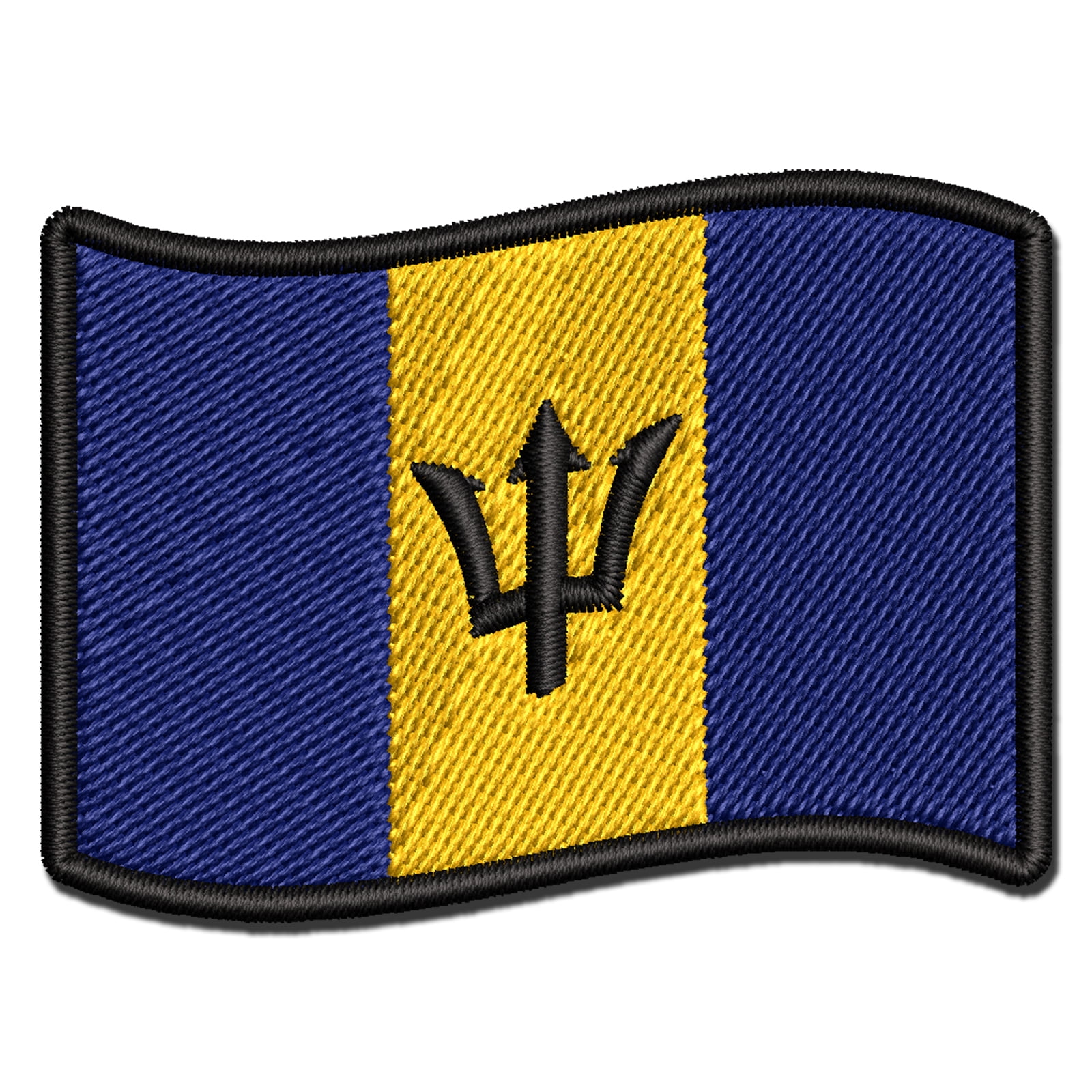 Barbados with Waving Flag Cute Applique Multi-Color Embroidered Iron-On Patch - 3.5 Inch Large