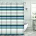 thumbnail image 1 of Barbara 13-Piece Stripe Canvas Shower Curtain, Green-Blue, 70x72 Inches, 1 of 1