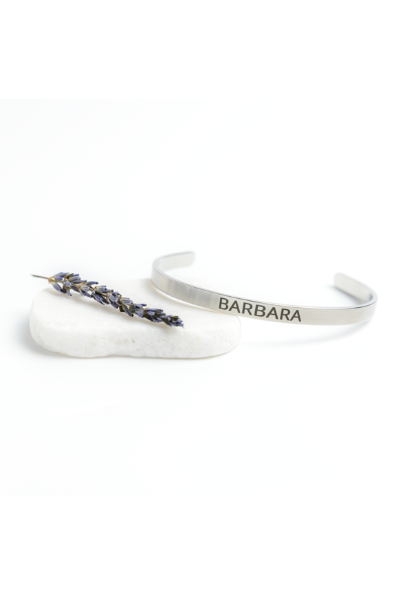 Barbara Bracelet - Gifts for Barbara - Personalized Cuff Bangle for Women Color: Silver
