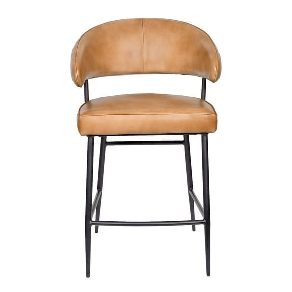 Barrett Counter Stool in Mid-Century Caramel Finish on Authentic Leather