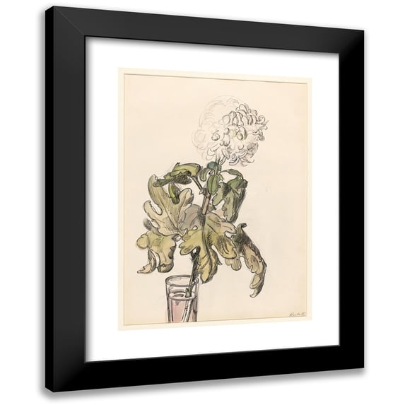 Barbara Elisabeth van Houten 11x14 Black Modern Framed Museum Art Print Titled - Blooming Chrysanthemum, in a Vase (1872 - 1950)