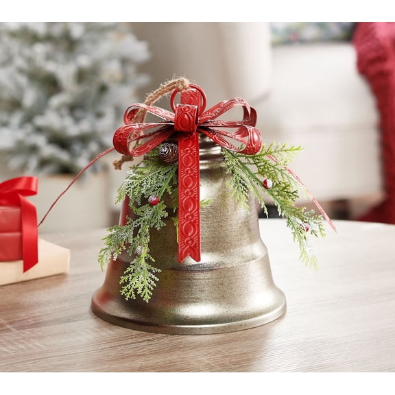 Barbara King Galvanized Hanging Holiday Bell in Red