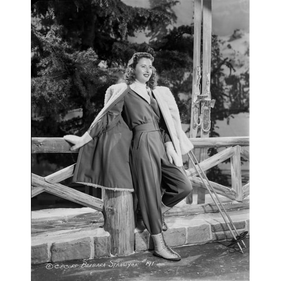 Barbara Stanwyck Leaning in The Fence Classic Portrait Photo Print (24 x 30)