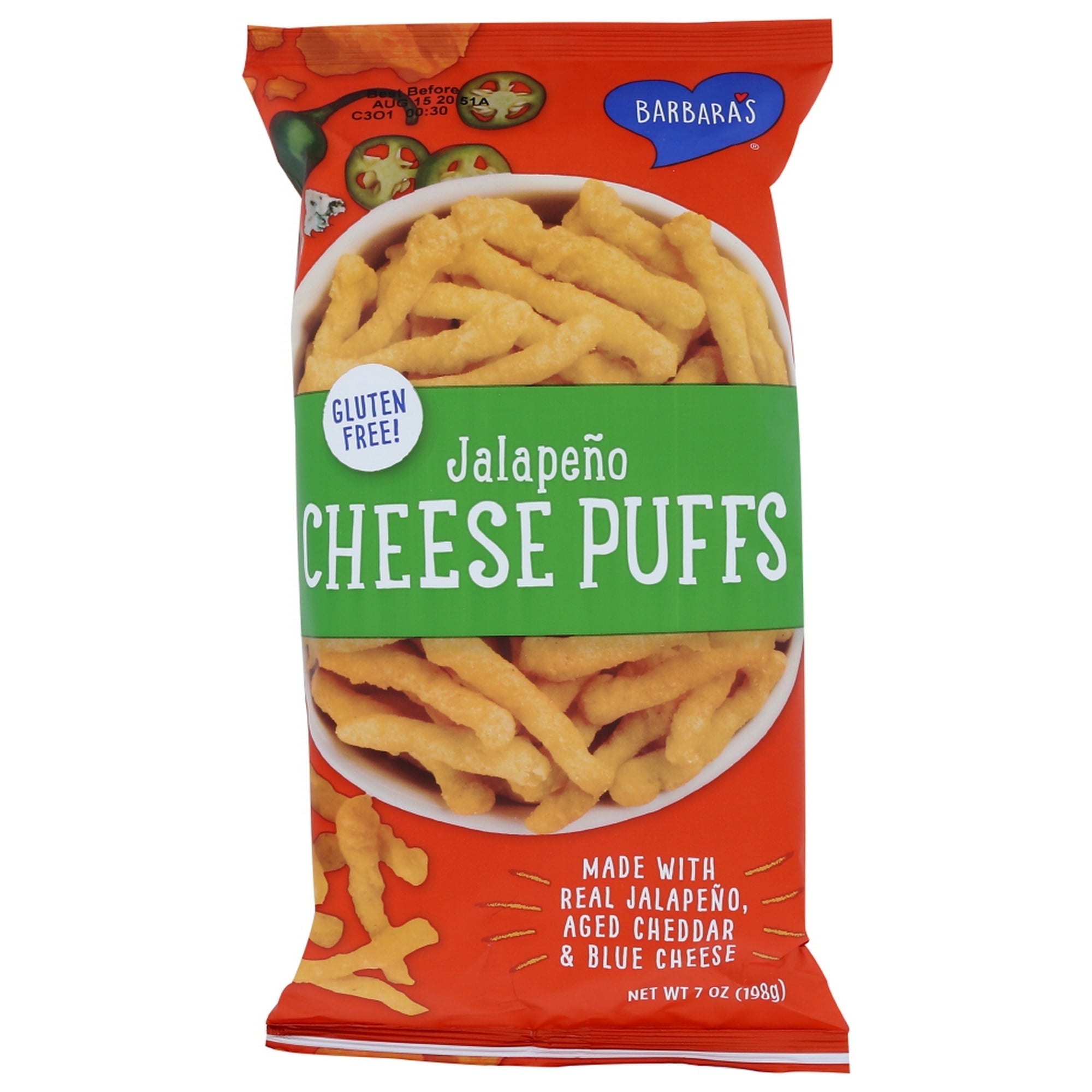 Barbara's Cheese Puffs Jalapeno 7 oz Pack of 3