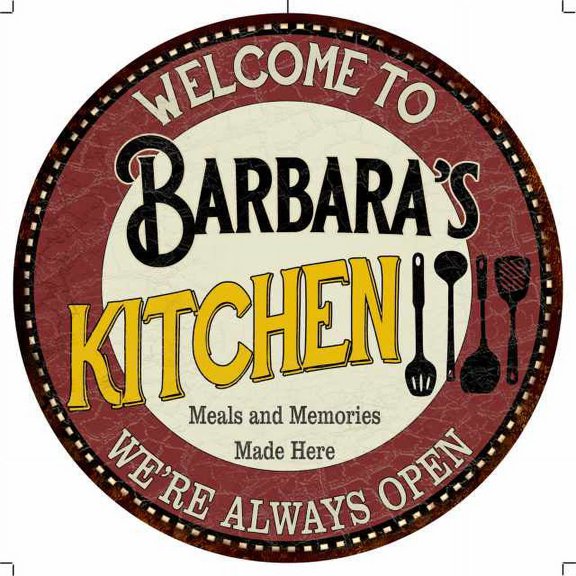 Barbara's Kitchen 12" Round Metal Sign Bar Game Room Wall Dco 200120040006