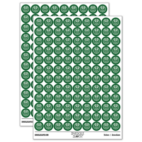 Barbarian Skull Battle Axe 200+ Round Stickers - Dark Green - Matte Finish - 0.50" Size