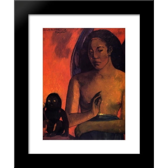 Barbarian poems 20x24 Framed Art Print by Paul Gauguin