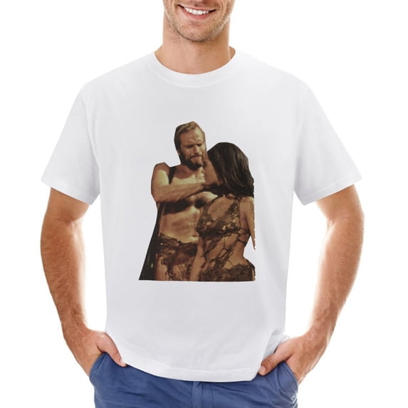 Barbaric Couple Men’s T-Shirt 100% Cotton Casual Short Sleeve Tops Gift Tee White 4XL