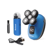 Barbasol 5-Head Rotary Shaver and Rechargeable Nose and Ear Hair Trimmer, Men's, 2-Piece Grooming Bundle, Blue