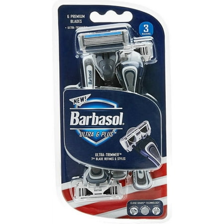 Barbasol Disposable Razor 3 Blades Ultra Thin Blades Comfort Grip, 3ct, 6-Pack