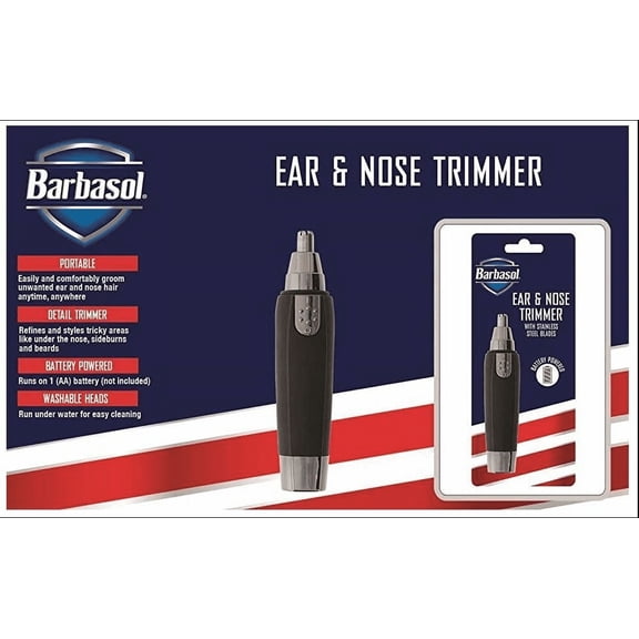 Barbasol Ear & Nose Trimmer w/ Stainless Steel Blades Battery Powered Portable