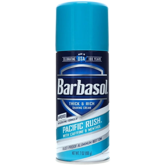 Barbasol Pacific Rush with Caffeine and Menthol Thick & Rich Shaving Cream 7 oz (Pack of 3)