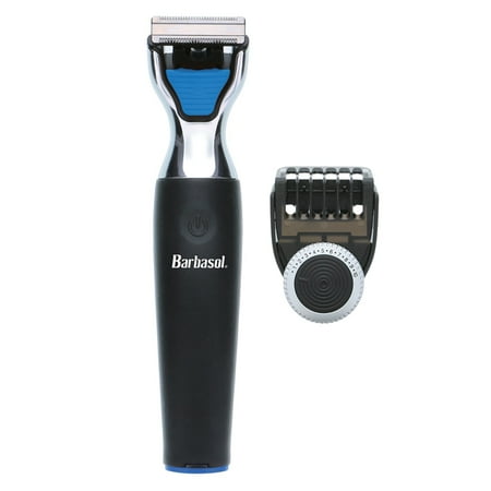 Barbasol - Rechargeable Power Single Blade Wet/Dry Electric Shaver/Beard Trimmer + Body Blade + Adjustable Beard Trimmer Attachment - Black/Blue