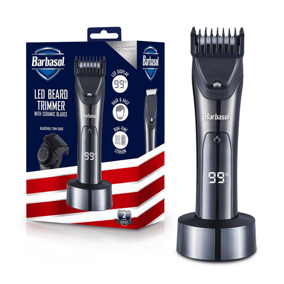 Barbasol Rechargeable LCD Beard Trimmer with Ceramic Blade and LED Light