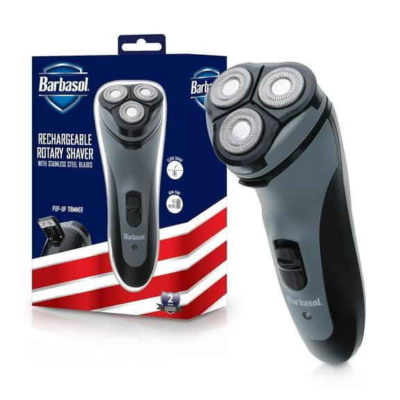 Barbasol Rotary Shaver, Rechargeable Electric Rotary Shaver with Stainless Steel Blades,