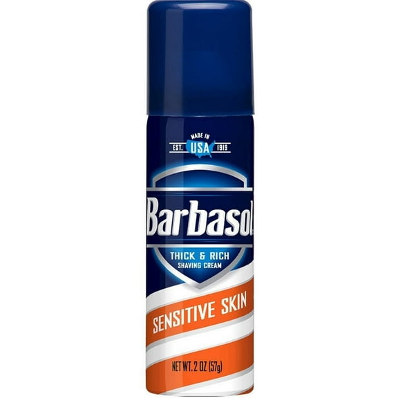 Barbasol Sensitive Skin Thick & Rich Shaving Cream for Men, 2 OZ (Travel Size - TSA Approved)