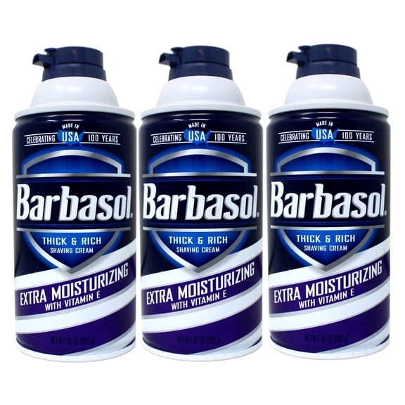 Barbasol Shaving Cream, Thick & Rich, Extra Moisturizing with Vitamin E, 10 Ounce - 3 Pack