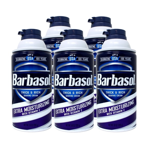 Barbasol Shaving Cream, Thick & Rich, Extra Moisturizing with Vitamin E, 10 Ounce - 5 Pack