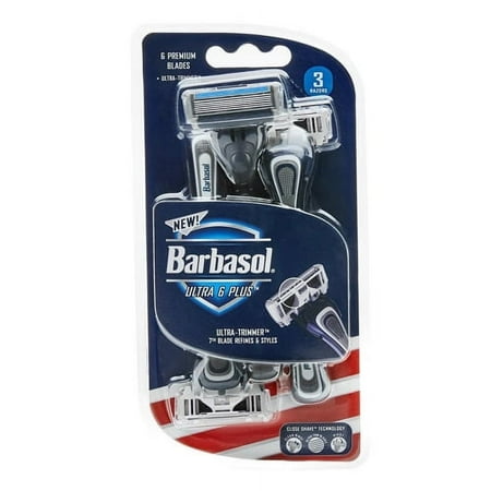 Barbasol Ultra 6 Plus Disposable Razor, 3 Ea