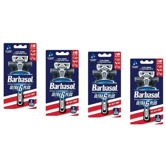 Barbasol Ultra 6 Plus Disposable Razors (3 Count) - Pack of 4