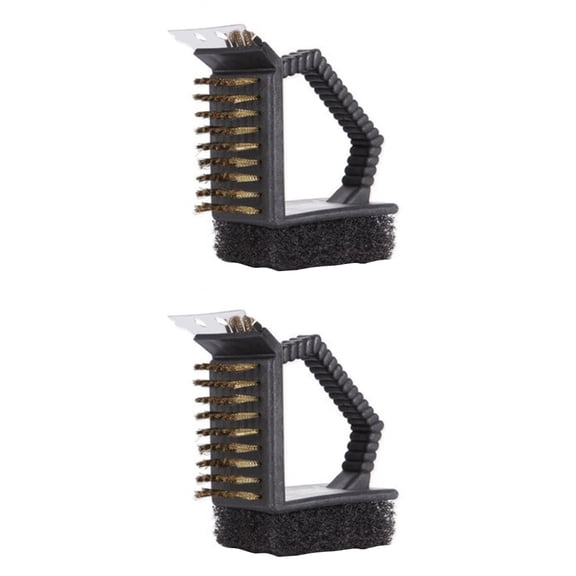 Barbecue Accessories Cleaning Brush Bbq Scraper for Grill Tools Triple Multipurpose 2 PCS