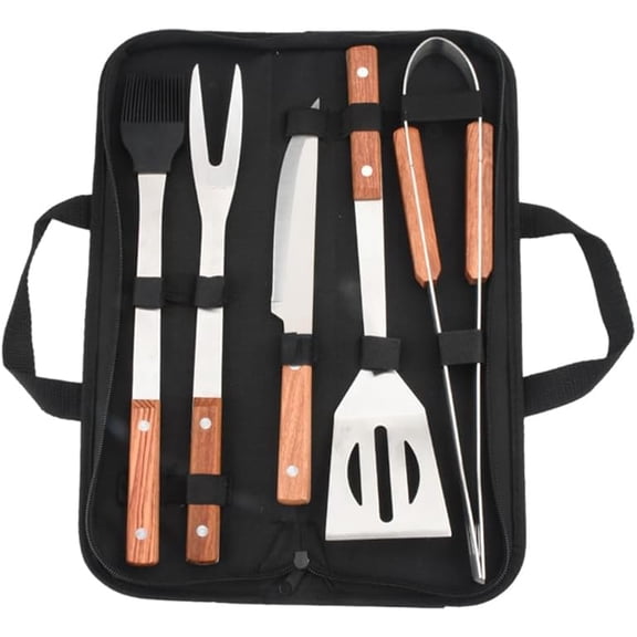 Barbecue Accessories Set 5 pcs BBQ Tools Gift Set,Camping, Backyard Black