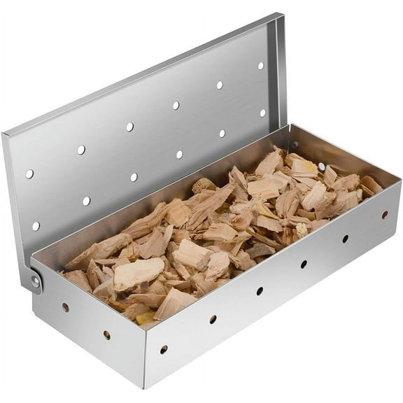Barbecue Bliss: Smoker Box for Charcoal or Gas Grills, Stainless Steel Smoking Box, Large Capacity, Hinged Lid, Grill Accessories for Non-Warp, Safe Grilling