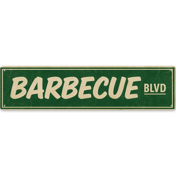 Barbecue Blvd Metal metal sign, Rustic Wall Decor, 16x4 Inch