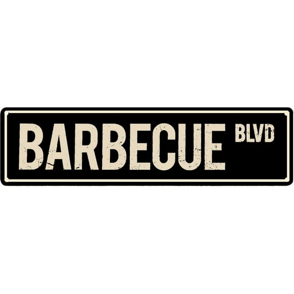 Barbecue Blvd Street Sign,Barbecue Sign Barbecue Decor Barbecue Lover Gift,Vintage Retro Tin Art Aluminum Sign Wall Decor for Home/Bedroom/Garden/Kitchen/Pub/Club, Novelty Metal Signs 4"x16"