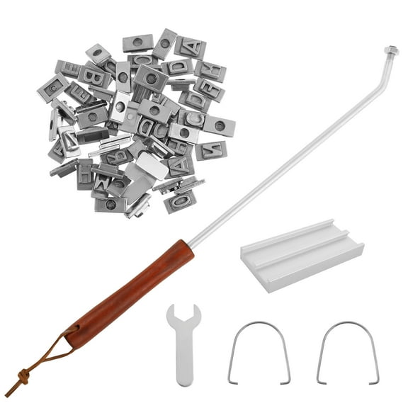Barbecue Branding Iron with Heat Resistant Wood Handle Potable BBQ Branding Iron Set Includes Changeable 55 Letters and 8 Spaces Reusable Meat Branding Iron for Barbecue