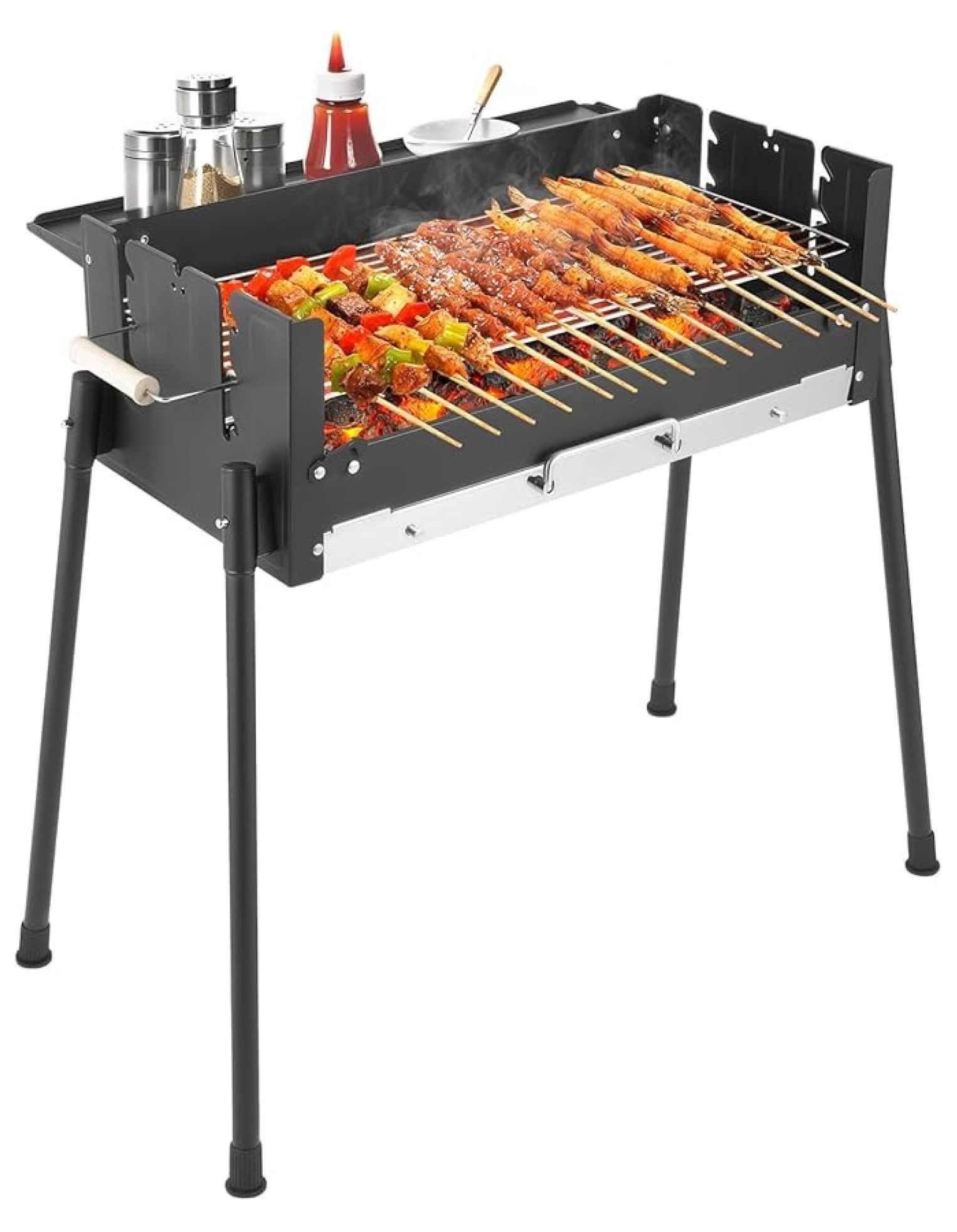 Barbecue Charcoal Gril, Foldable Yakitori Grill with Stand, Portable ...