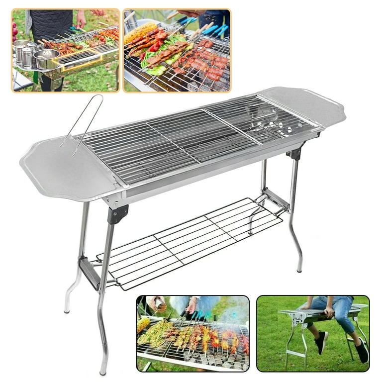 Barbecue Charcoal Grill Stove Shish Kebab Stainless Steel BBQ Patio Camping Fold Large Walmart