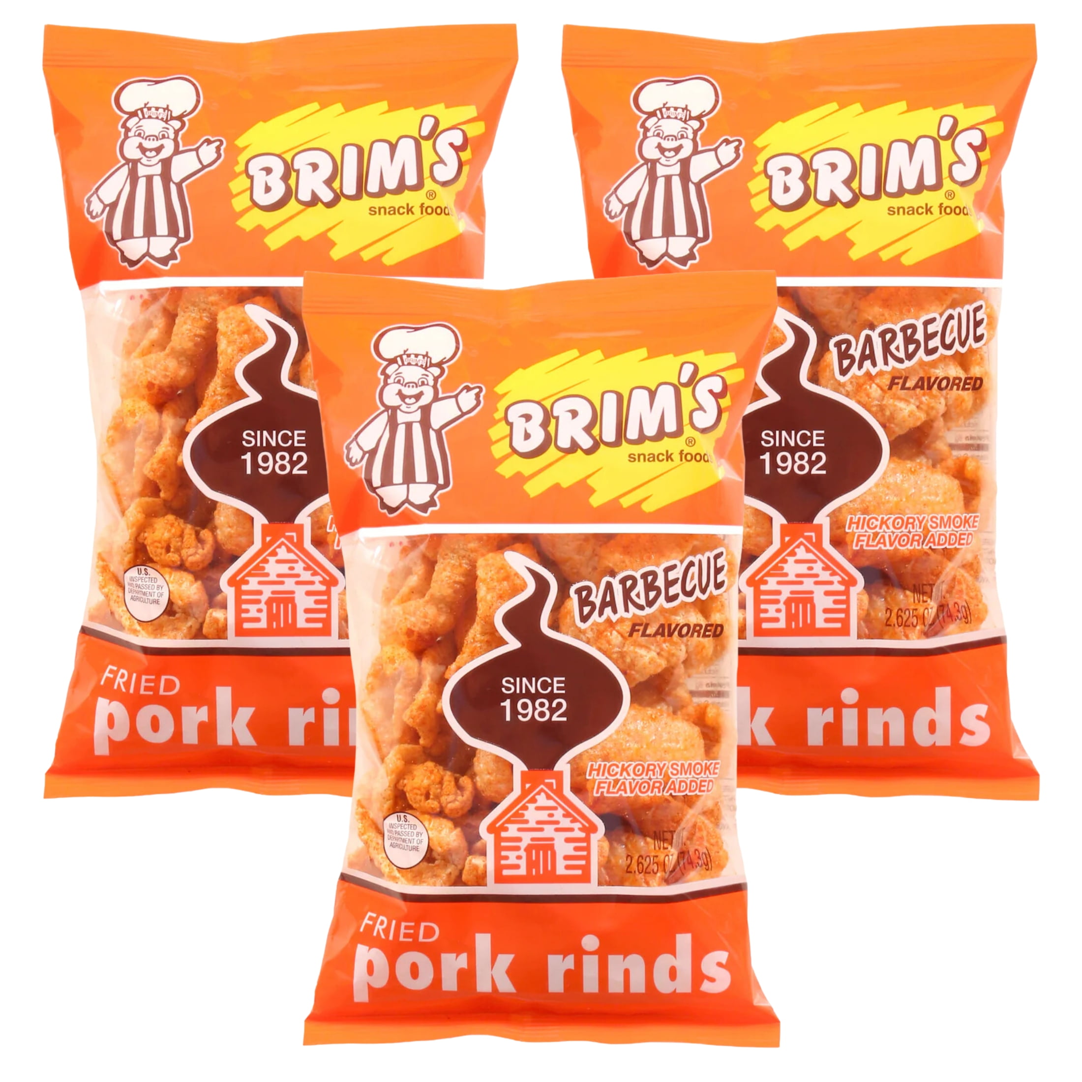 Barbecue Flavored Fried Pork Rinds 2.63 ounce Bags for Snacking Home ...