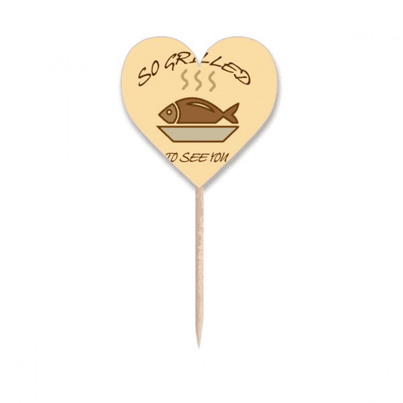 Barbecue Food Fish Fragrance Happy Toothpick Flags Heart Lable Cupcake Picks
