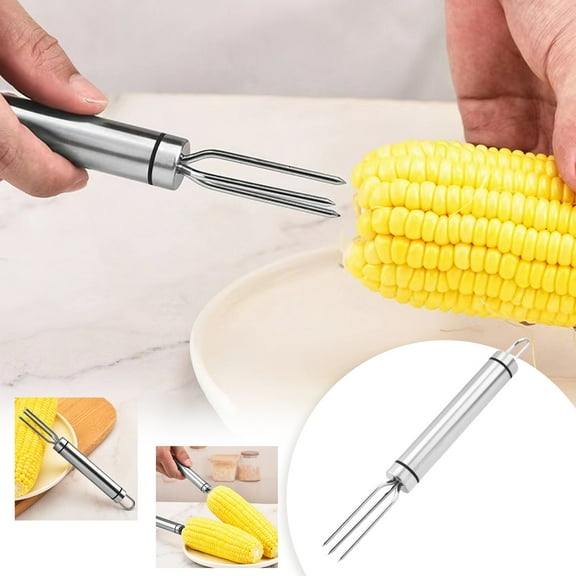 Barbecue Forks for Corn and Potato - Stainless Steel Triple Prong Skewer Set for Outdoor Grilling and Family Gatherings