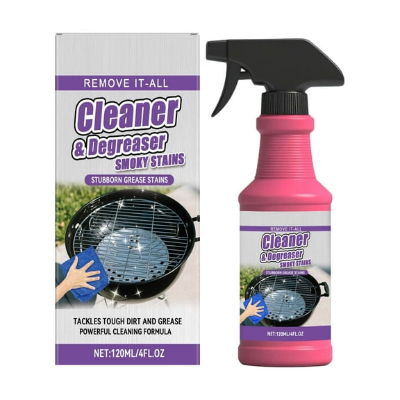 Barbecue Grill Cleaner Spray | Heavy-Duty Degreaser Foam for Grills, Griddles, Oven Racks, Roasting Pans | Multi-Surface Grease Remover 120ml | Fast Easy Non-Abrasive BBQ Cleaning Solution