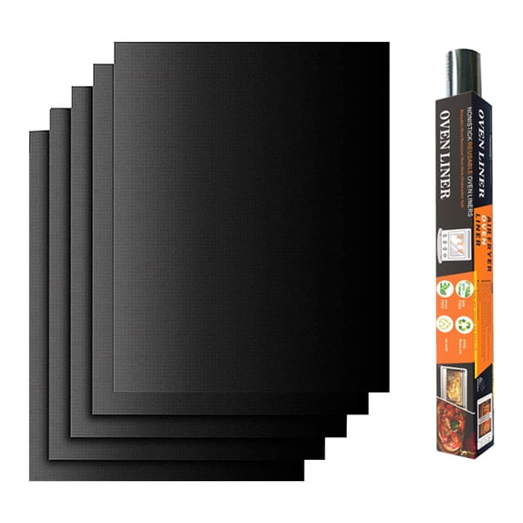 Barbecue Grill Mat Set – Non-Stick Glass Fiber Oven Liners, High Temperature Resistant, Reusable, Easy Clean, 5 Pack for Outdoor Cooking, Camping, Grilling