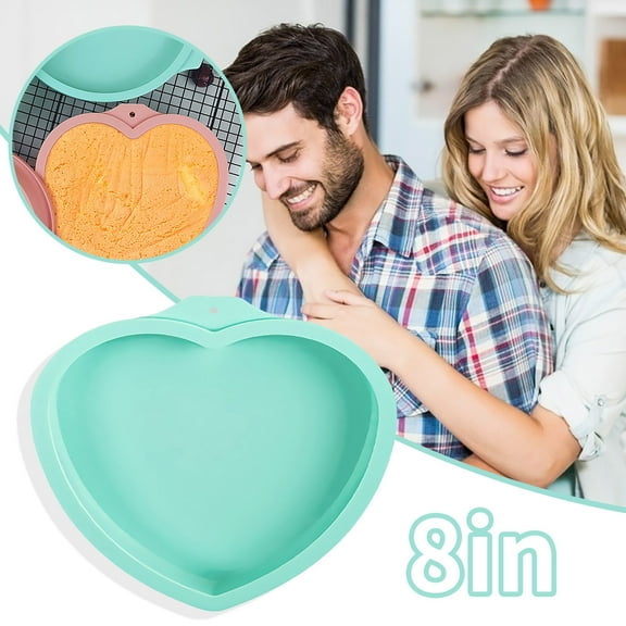 Barbecue Grill Pan Heart-Shaped Rainbow Cake Pan Mold Silicone Baking Pan Mold Round Chiffon Cake Layered Baking Pan Mold Green Eight Inches, Kitchen Essentials Clearance Sale