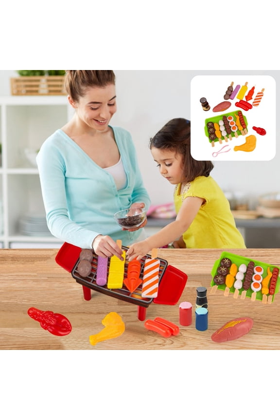 Barbecue Grill Simulation Play Toy Set, Outdoor Role Play Cooking Toy Set, Food Skewer Kitchen Activity Toy Set, Interactive Family Entertainment Toy Set, BBQ Grill Play Cooking Toy