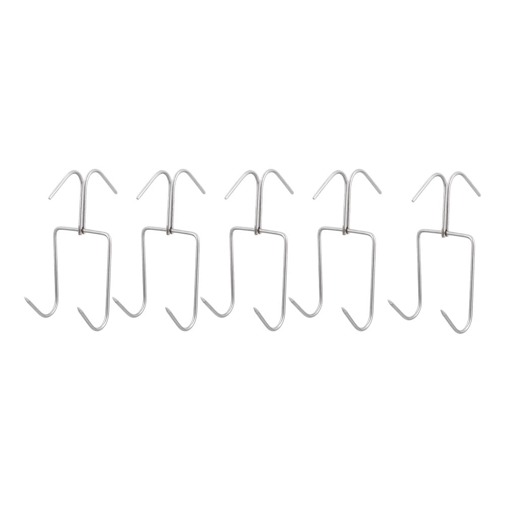 Barbecue Hook Doublerow Hooks Multipurpose Stainless Steel Bacon Meat Hanger 5 Pcs
